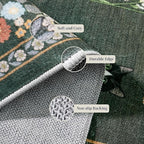 2x5 Washable Kitchen Runner Rug - Soft Low Pile Floral Animal Cat Print Rugs with Non-Slip Backing Waterproof Stain-Resistant Indoor Carpet for Hallway Entryway Bathroom Bedroom (Sage Green)