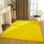 Amearea Shag Fluffy Area Rug for Bedroom Girls Living Room, Extra Soft and Fuzzy Shaggy Rugs, Non Slip, Solid Color Carpet Mat for Boys Nursery Home, Yellow 6x9 Feet