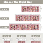 Pink Rug for Hallways Kitchen Rug 2x6, Non Slip Washable Rugs with Rubber Backing Soft Floral Carpet Runner for Hallways, Kitchen, Laundry, Bedroom, Bathroom (Pink Garden, 2 x 6)