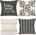 YCOLL Pillow Covers 20x20 Set of 4, Modern Sofa Throw Pillow Cover, Decorative Outdoor Linen Fabric Pillow Case for Couch Bed Car, Rustic Gray