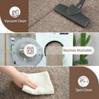 AROGAN Washable 7×10 Living Room Rug, Modern Area Rugs with Soft Memory Foam for Bedroom, Minimalist Non-Slip Indoor Floor Carpet for Dining Room Office Kids Playroom Decor, Matte Brown