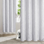 Deconovo Greyish White Curtains, Room Darkening Curtain, Thermal Insulated Soundproof Drapes, Silver Branch Print, 42 x 54 Inch Long, Grommet Window Panels for Living Room Bedroom Kitchen, Set of 2