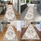 HEBE Hallway Runner Rug 2'8''x14' Washable Vintage Distressed Area Rugs Non Slip Laundry Rug Runner Boho Floor Carpet Runners for Hallways Entryway Laundry Room Kitchen Bathroom