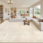 Area Rugs 9x12 Living Room: Vintage Boho Neutral Washable Rug Indoor Soft Large Area Rug Carpet for Bedroom Nursery Farmhouse Dining Room Office Floor Non-Slip Low Pile Under Table Rug Retro Beige
