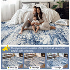 PLHXFR Area Rug Living Room: 4x6 Abstract Washable Carpet Blue Gray