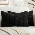 MIULEE Black Decorative Lumbar Throw Pillow Covers 12x20 Inch 2 Pack