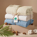 Bedsure 100% Cotton Muslin Blanket King Size for Bed - 4-Layer Breathable and Lightweight Thin Soft Summer Gauze Muslin Blanket for Adults, Blue, 108x90 Inches