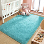LOCHAS Area Rugs Fluffy Living Room Carpets for Kids Bedroom 6x9, Blue