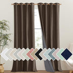 NICETOWN Coffee Vintage Linen 100% Blackout Curtains for Living Room, Thermal Insulated Curtains 95" Long, Noise Reducing Window Treatment Drapes for Bedroom, 52" Wide Per Panel, Set of 2