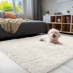 OLANLY 4x9 Area Rugs for Living Room Bedroom, Machine Washable Soft Fluffy Shaggy Bedside Rug, Indoor Floor Carpet for Kids Girls and Boys, Dorms, Nursery Rooms, Home Decor Aesthetic, Ivory