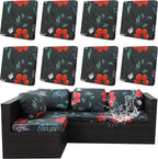 8Pcs Outdoor Cushion Covers, Patio Cushion Covers,Stretch Elastic Slipcovers, Replacement Washable & Reusable Furniture Protector for Patio Couch (Peony-Pattern,Cover Only)