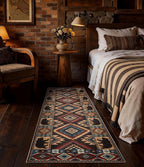 Hallway Runner Rug 2x6 Indoor Door Mat -Western Rug Bear Rustic Cabin Non-Slip Entryway Rug, Low Pile Tribal Print for Kitchen, Bedroom