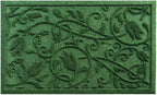 Boho Green Floral Leaves Outdoor Indoor Entrance Doormats, Absorbent Durable Heavy Duty Welcome Front Door Mat,Thick Natural Rubber Back,Easy Clean Entryway Mat 17x30 Inch, Low Profile