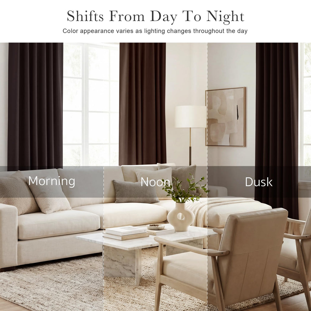 PONY DANCE Short Curtains for Bathroom Window, Small Half Drapes for Kitchen Windows, Energy Saving Curtain Tiers for Basement, 29W x 30L, Brown, 2 Pieces