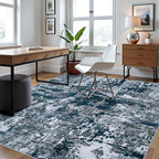 8x10 Area Rugs for Living Room Rug Washable: Abstract Large Rug for Dining Room Bedroom Carpet Non Slip 8 by 10 Indoor Modern Nursery Home Office Navy Grey