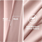 MIULEE Velvet Curtains Baby Pink Elegant Grommet Thermal Insulated Soundproof Room Darkening Curtains/Drapes for Classical Living Room Bedroom Decor 52 x 90 Inch Set of 2