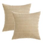 MIULEE Corduroy Decorative Throw Pillow Covers 18x18 Tan Pack of 2