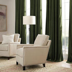 RYB HOME Olive Green Velvet Curtains 72 inches Length with Hook Tape, Thermal Insulated Privacy Protect Decorative Drapes for Window, W 42 x L 72 inches, 2 Panels Set