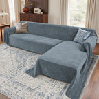 Houmiggle 2 Pieces Sectional Couch Covers L Shaped Cover L Dusty Blue