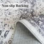 Hallway 2x5 Washable Runner Rug: Oriental Stain Resistant Kitchen Entryway Rugs Farmhouse Ultra Soft Bathroom Bedroom Print Floor Mat Thin Non Slip Indoor Carpet for Living Room Laudry(2X5, Grey)