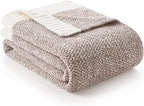 Snuggle Sac Heather Taupe Throw Blanket for Couch, Oversized Throw XL Super Soft Warm Blankets Cozy Knit Fuzzy Lightweight Throws for Sofa, Bed, Living Room, Taupe, 50x70 inches