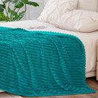 BEDELITE Fleece Blanket Queen Size – 3D Ribbed Jacquard Soft and Warm Decorative Fuzzy Blankets – Cozy, Fluffy, Plush Lightweight Throw Blankets for Couch, Bed, Sofa(Blue, 90x90 inches)
