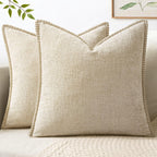 MIULEE Decorative Couch Throw Pillow Covers 18x18 Inch Beige 2 Pack