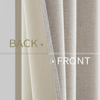 MIULEE 100% Blackout Linen Curtains for Bedroom 52x54 Inches Cream White