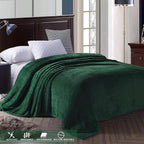 Exclusivo Mezcla Fleece Bed Blanket Twin Size, Super Soft and Warm Blankets for Couch, Sofa and Bed Waffle Textured, Cozy, Fuzzy and Lightweight (Forest Green, 90x66 Inches)