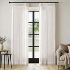 MIULEE Pinch Pleated Thick Linen Curtains 96 Inches Long 2 Panels for Living Room Bedroom, Memory Trained Pleat Drapes Light Filtering Natural Birch Semi Sheer Window Curtains Hooks Rings Back Tab