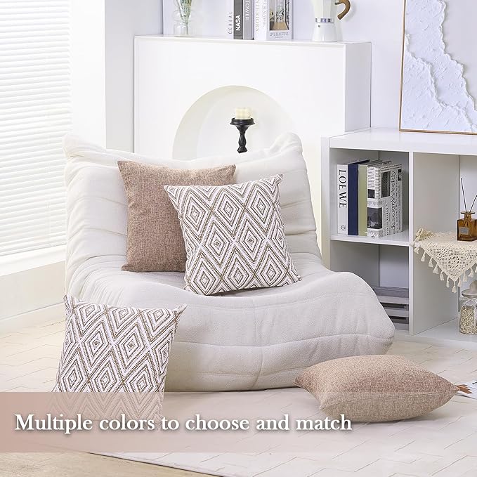 HPUK Throw Pillow Covers 20x20, Set of 4, Light Brown Couch Pillow Covers