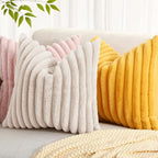 decorUhome Fall Faux Fur Throw Pillow Covers 18x18 Set of 2 Beige
