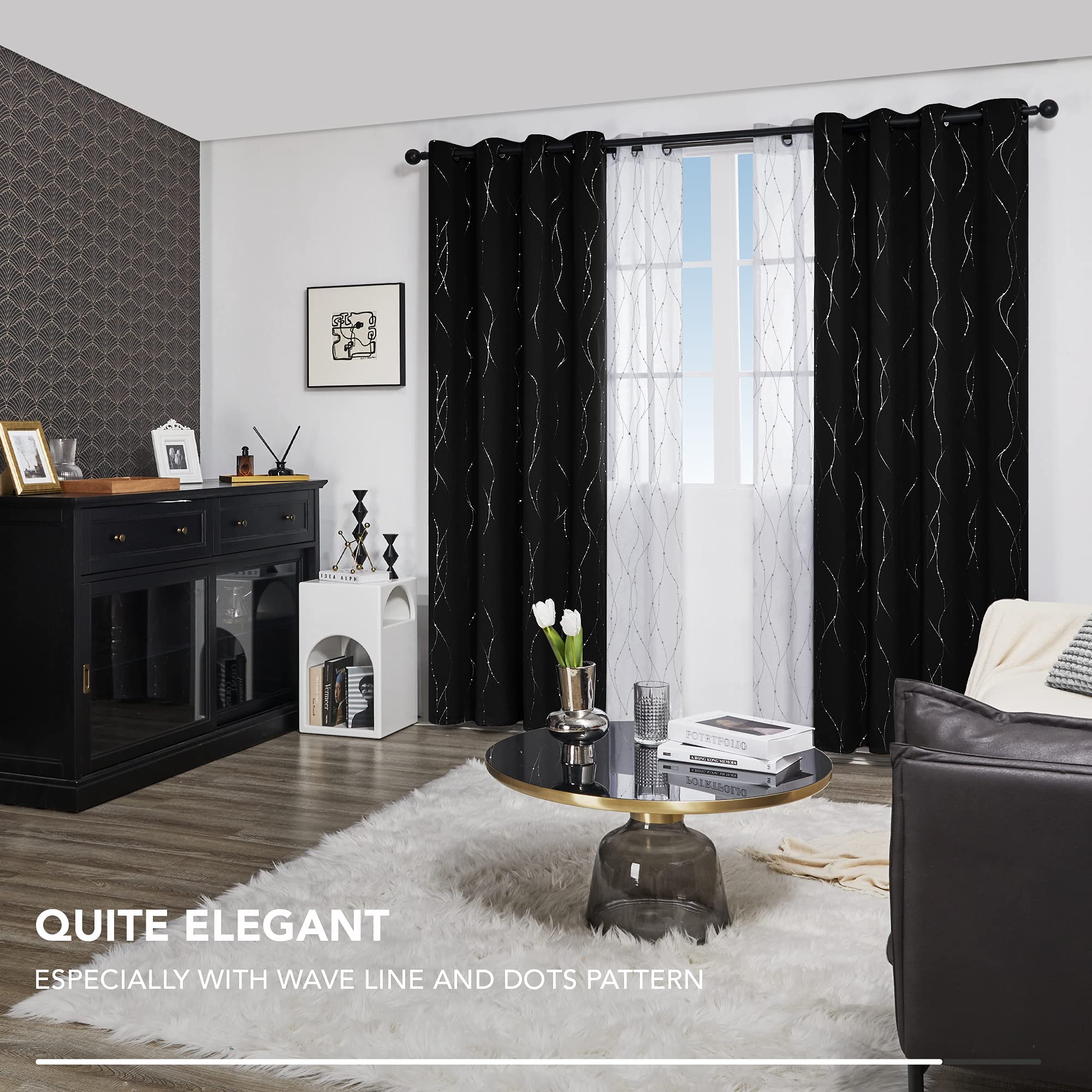 Deconovo Living Room Curtains 84 Inches Long, Blackout Curtains for Bedroom
