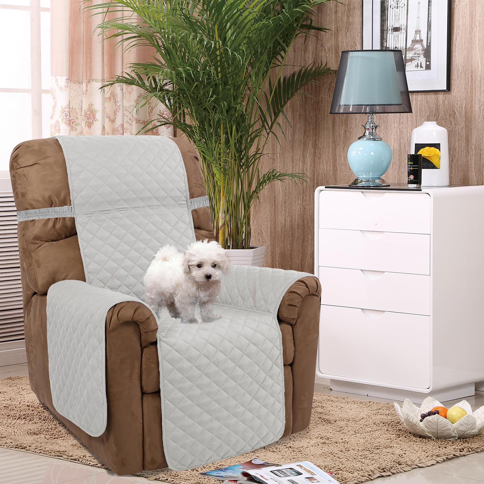 U-NICE HOME Reversible Recliner Chair Covers, Light Grey