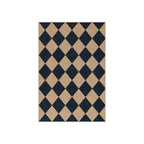 Lahome Checkered Easy Jute Non Slip Front Door Mat, 2x3 Kitchen Rug Neutral Small Throw Rug, Farmhouse Diamond Washable Non Shedding Low Pile Black Floor Carpet for Entryway Front Porch Doorway