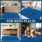 OLANLY Dog Door Mat for Muddy Paws 36x24, Paw Print Design, Absorbs Moisture and Dirt, Non-Slip Washable Doormat, Quick Dry Chenille Mud Mat for Dogs, Entry Indoor Entryway Carpet, Deep Navy Blue