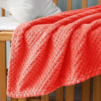 Exclusivo Mezcla Fleece Throw Blanket, Super Soft and Warm Blankets for Couch, Sofa and Bed Waffle Textured, Cozy, Fuzzy and Lightweight (Coral Orange, 40x50 Inches)