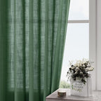 Green Semi Sheer Curtains 120 Inches Long 2 Panels Set Back Tab Loop Pocket Linen Blend Boho Large Window Curtain Extra Long Light Filtering Drapes High Ceiling Curtains for Living Room 52x120