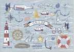 OPPODREAM Nautical Soft Area Rugs 5x7, Washable Blue Rug with Non Slip Backing, 5 x 7 Faux Cashmere Low-Pile 5x7 Carpet
