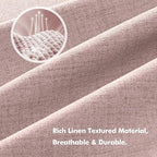 MIULEE 100% Blackout Linen Curtains for Bedroom, Pink Solid Luxury Decor Thermal Insulation Room Darkening Drapes for Living Room Nursery Back Tab Rod Pocket 42 x 72 Inches, 2 Panels