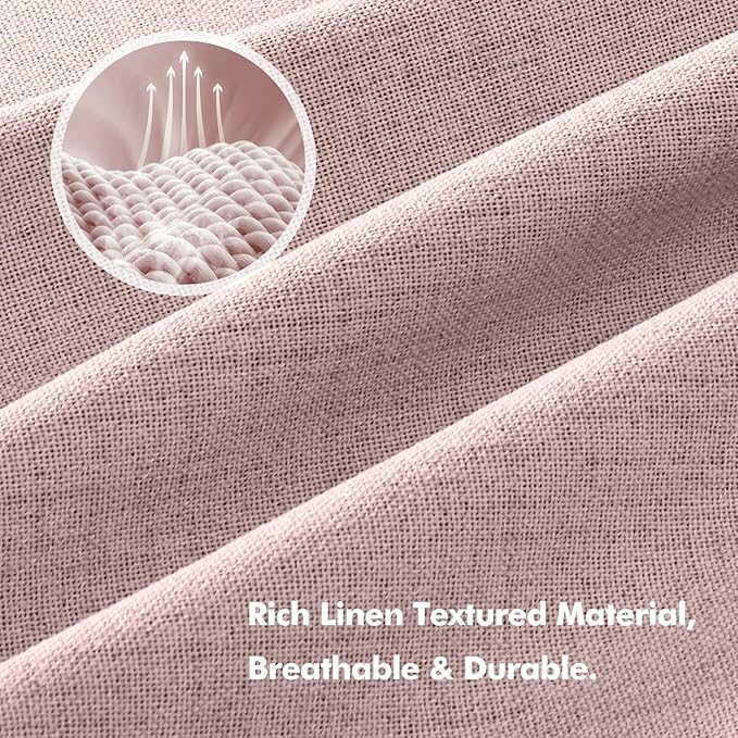 MIULEE 100% Blackout Linen Curtains for Bedroom, Pink Solid Luxury Decor Thermal Insulation Room Darkening Drapes for Living Room Nursery Back Tab Rod Pocket 42 x 84 Inches, 2 Panels