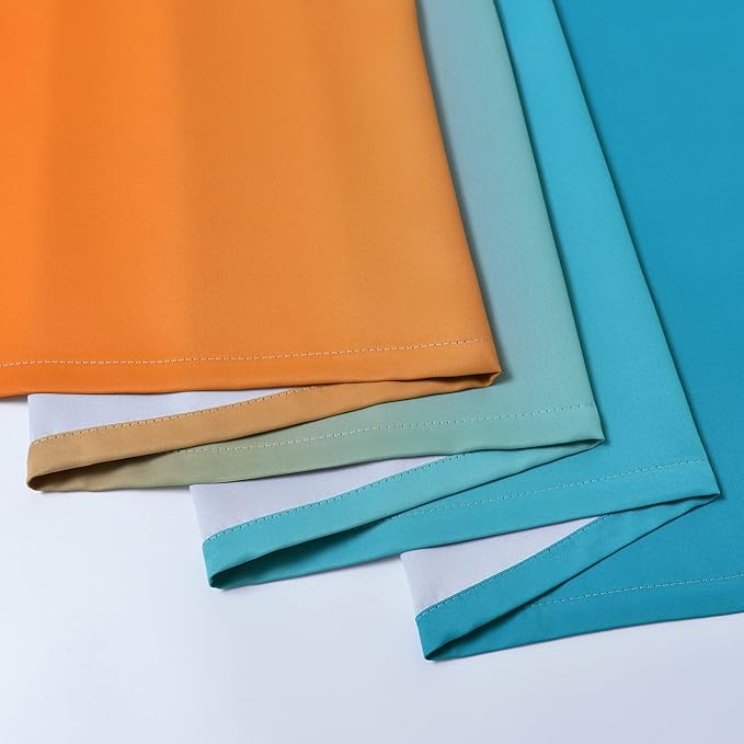 Yakamok Ombre Orange and Blue Curtains for Bedroom, Gradient Room Darkening Curtains, Grommet Thermal Insulated Light Blocking Window Drapes/Curtain for Living Room,52 x 84 Inch,2 Panels