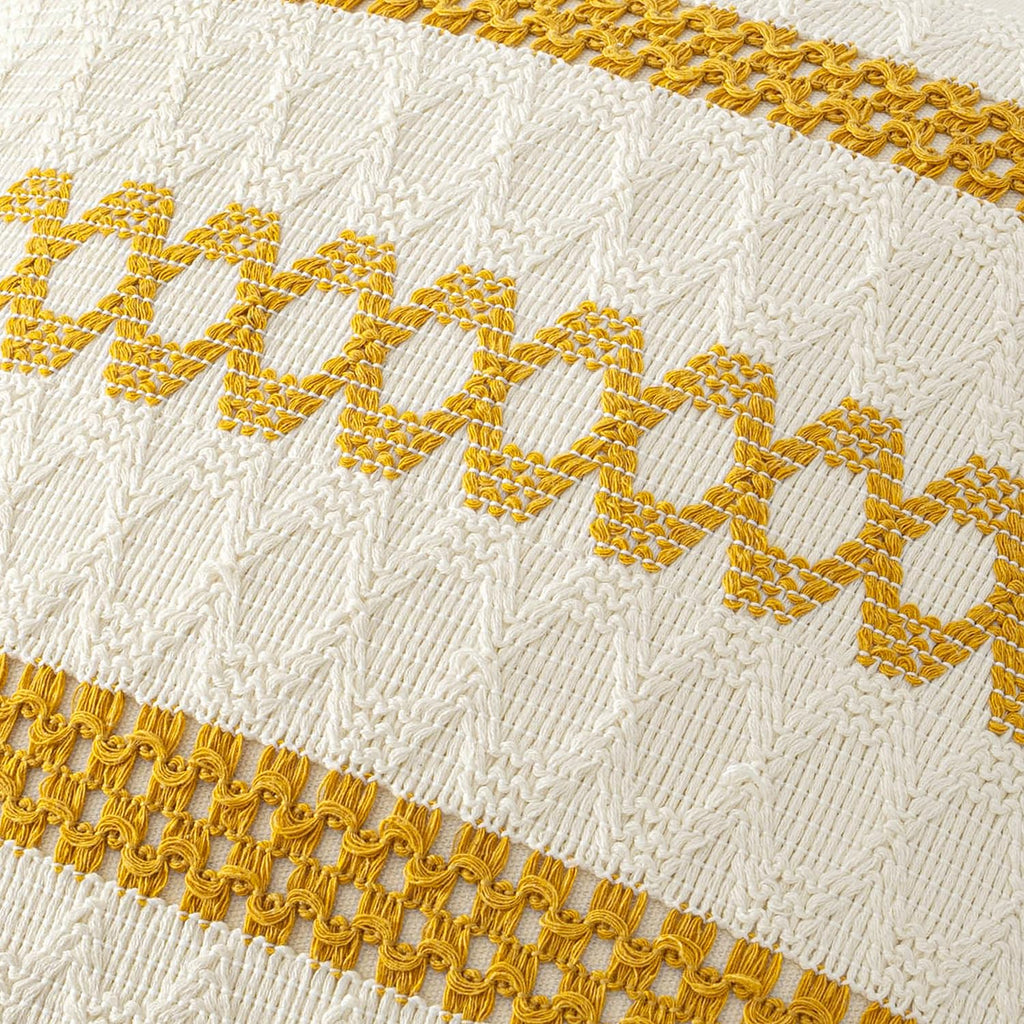 MIULEE Set of 2 Mustard Yellow Boho Decorative Pillow Covers 20x20 Inch