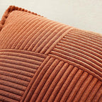 MIULEE Dark Rust Decorative Throw Pillow Covers for Couch Bed Livingroom 20x20 Inch Set of 2 Boho Accent Throw Pllows Broadside Striped Patchwork Soft Corduroy Pillowcases