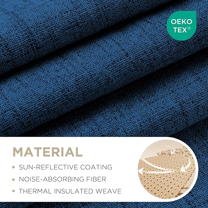 Joydeco Blackout Curtains for Bedroom - 108 Inch Long 100% Light Blocking 2 Panels Navy Blue Drapes, Thermal Insulated Room Darkening Curtains, Linen Textured for Living Room, Rod Pocket & Back Tabs