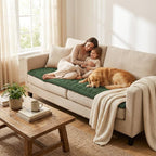 Smiry Couch Cover for Dogs Washable, Non Slip Fuzzy Pet Couch Covers for 3 Cushion Sofa Pet Friendly, Thick Soft Sofa Slipcovers Cushion Protector (Dark Green, 27.6" x 88")