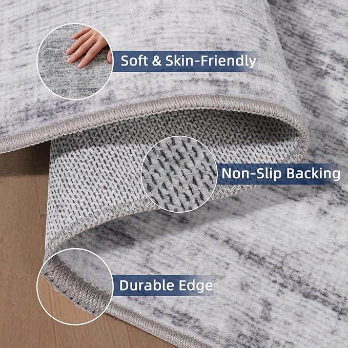 4x6 Rug - Stain Resistant Abstract Washable Rugs, Anti Slip Area Rugs for Living Room,Modern Low Pile Carpet with Rubber Backing Home Decor Small Area Rug