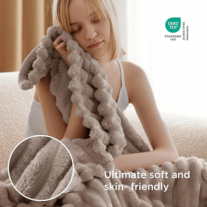 Bedsure GentleSoft Light Brown Fleece Blanket for Couch - Cozy Soft Blankets for Women, Cute Small Throws for Girls, 50x70 Inches