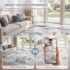 UERMEI 5x7 Area Rug Living Room Rugs Thickened - Washable Neutral Modern Abstract Soft Rug Indoor Floor No Slip Rug Carpet for Bedroom Under Dining Table Home Office Decor - Denim Blue