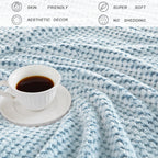 Exclusivo Mezcla Soft Waffle Fleece Bed Blanket King Size, Heather Blue